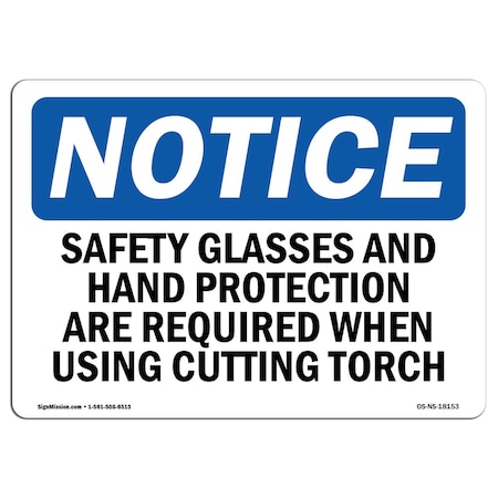 Signmission OSHA, Glasses & Hand Protection Are Required, 14in X 10in Plastic, 14" W, 10" H, Landscap OS-NS-P-1014-L-18153